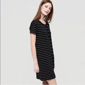 Lou & Grey black and white stripe tee shirt dress size small